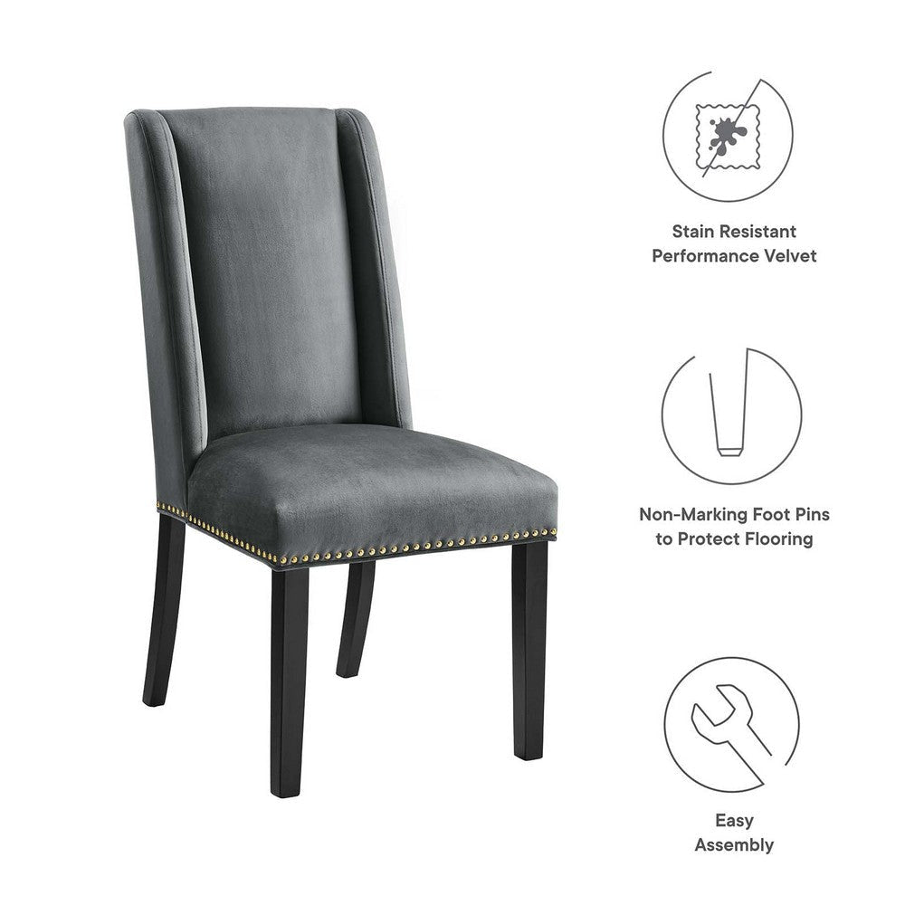 Baron Performance Velvet Dining Chairs - Set of 2 - No Shipping Charges MDY-EEI-5012-BLU