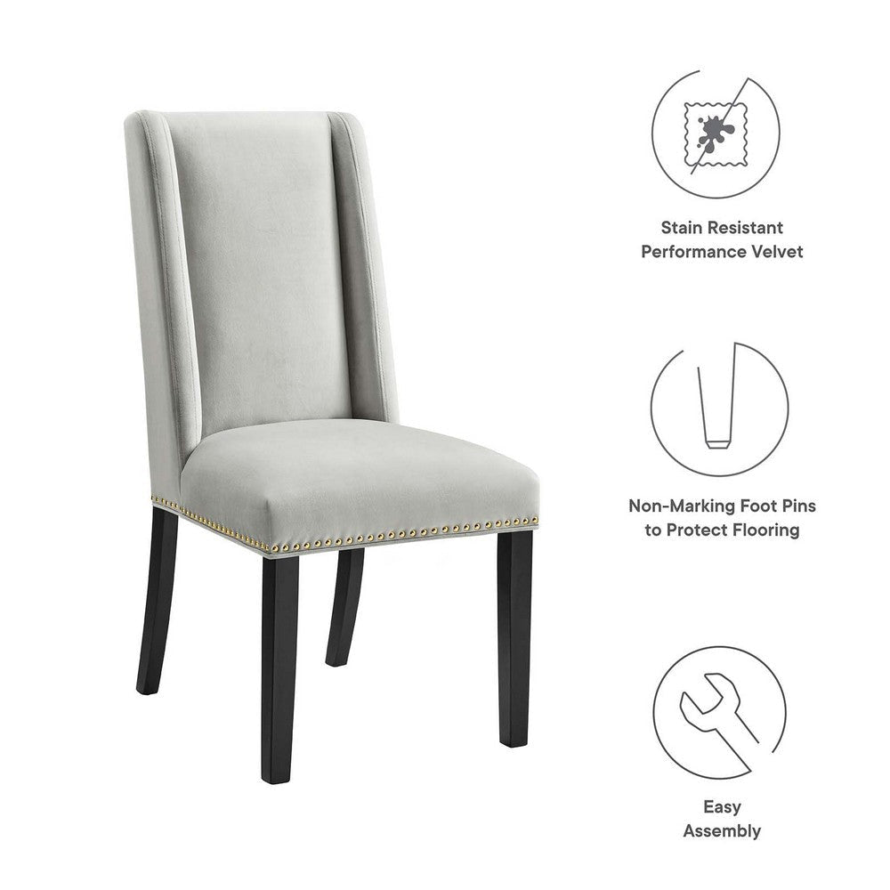 Modway Baron Performance Velvet Set of 2 Dining Chair Light Gray MDY-EEI-5012-LGR