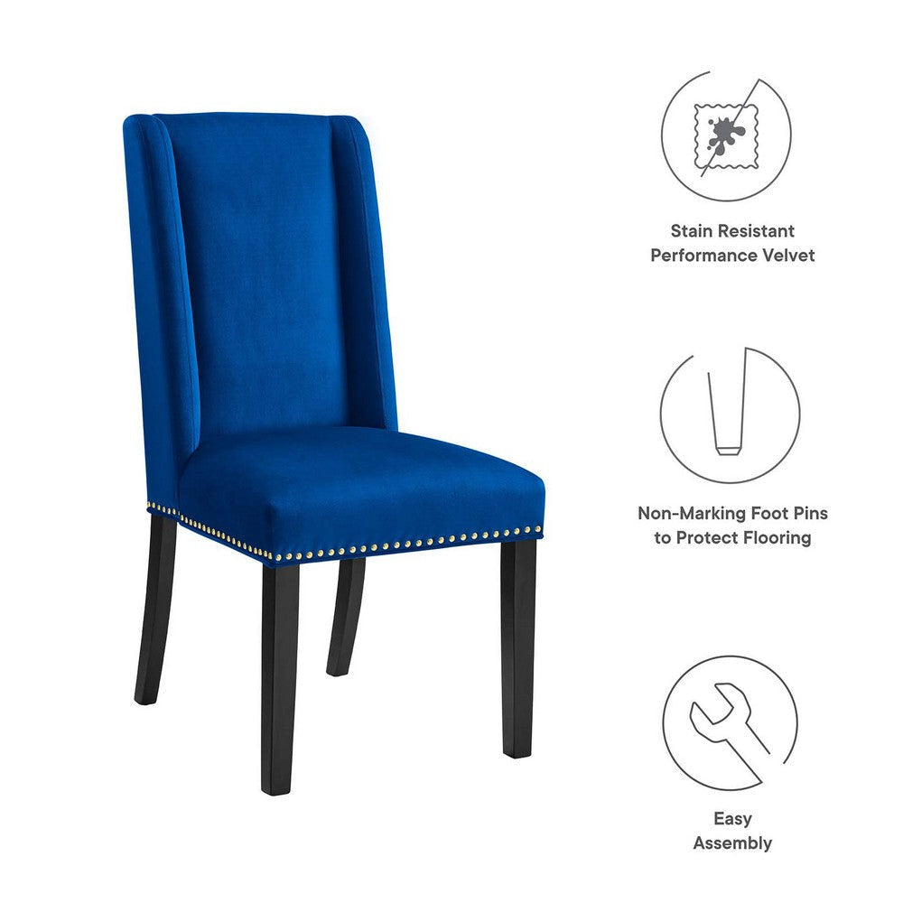 Baron Performance Velvet Dining Chairs - Set of 2 - No Shipping Charges MDY-EEI-5012-BLU