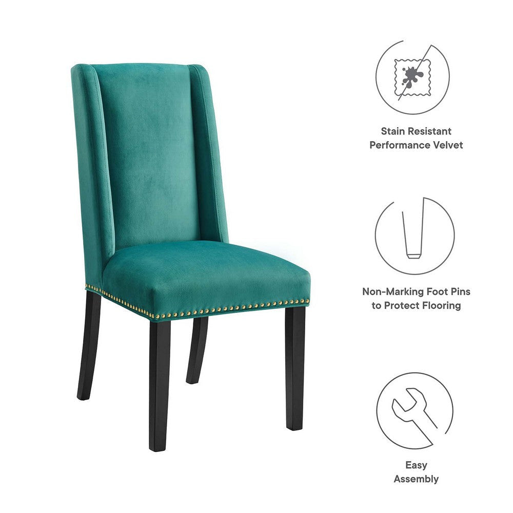 Modway Baron Performance Velvet Set of 2 Dining Chair Teal MDY-EEI-5012-TEA