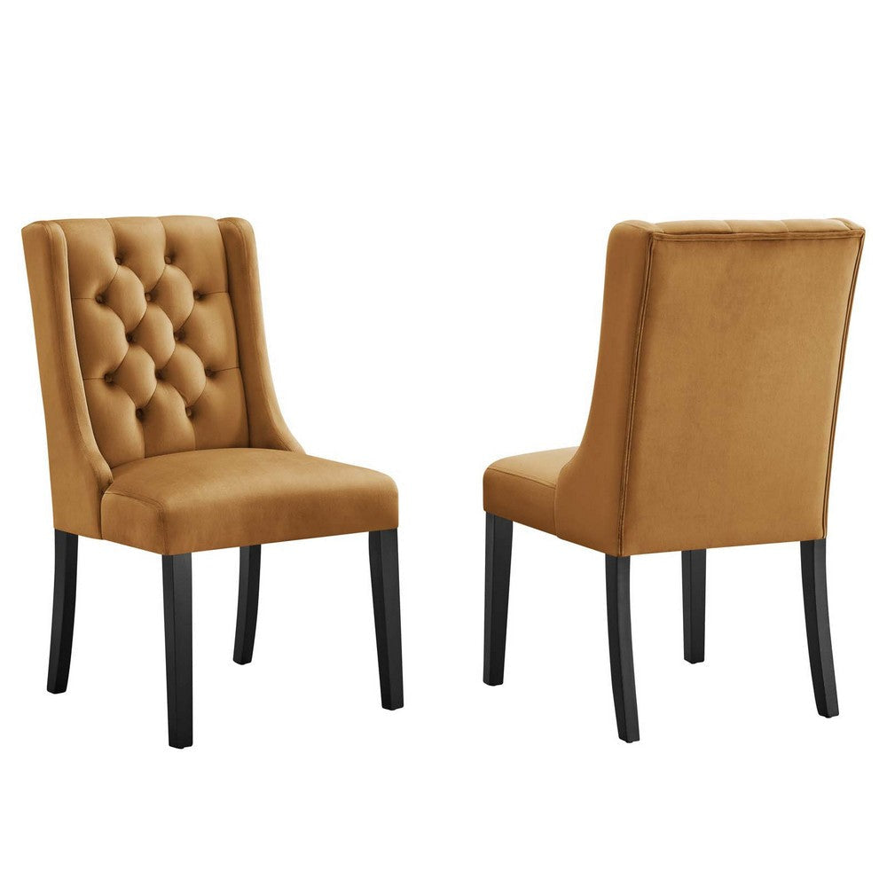 Modway Baronet Performance Velvet Set of 2 Dining Chair, Cognac