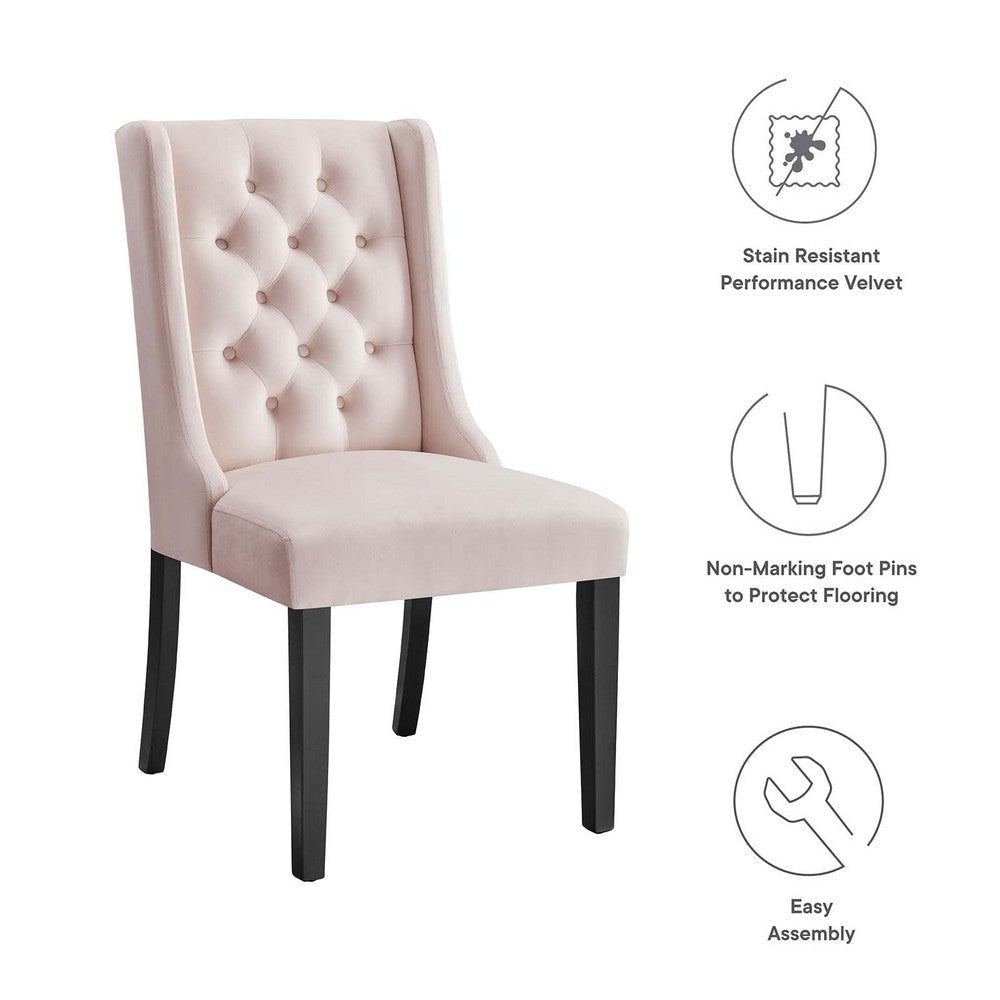 Modway Baronet Performance Velvet Set of 2 Dining Chair Pink MDY-EEI-5013-PNK