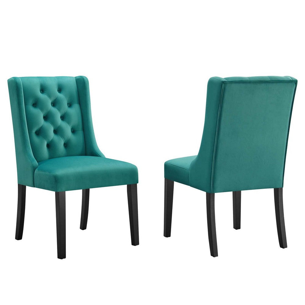 Modway Baronet Performance Velvet Set of 2 Dining Chair, Teal