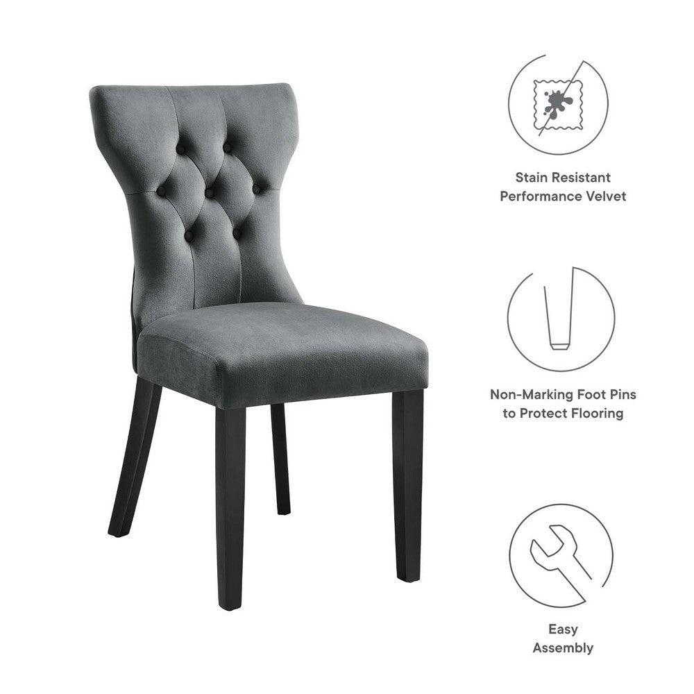 Silhouette Performance Velvet Dining Chairs - Set of 2 - No Shipping Charges MDY-EEI-5014-BLU