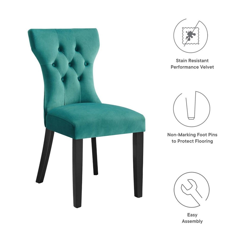 Silhouette Performance Velvet Dining Chairs - Set of 2 - No Shipping Charges MDY-EEI-5014-BLU