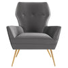 Modway Renata Button Tufted Performance Velvet Armchair, Grey