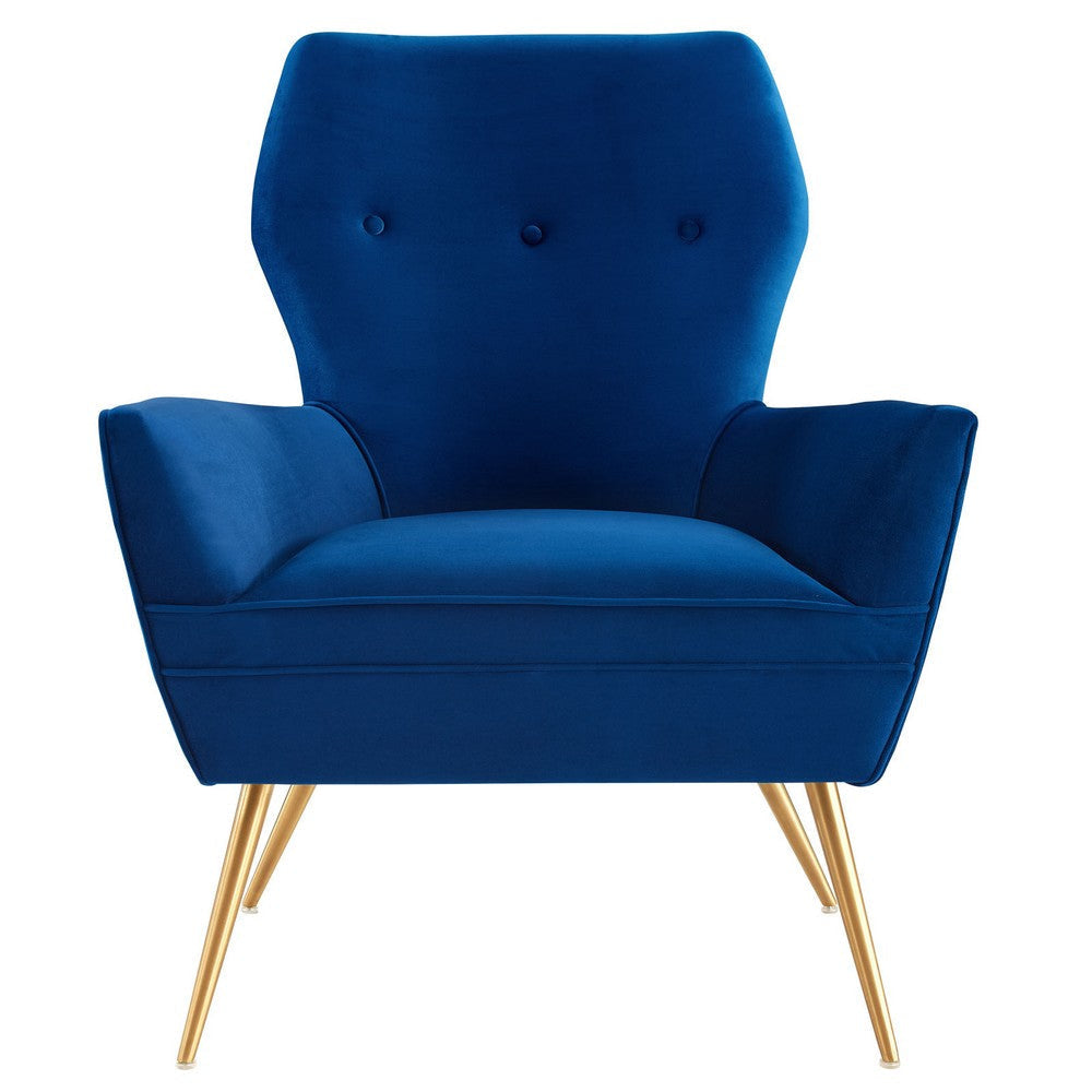 Renata Button Tufted Performance Velvet Armchair - No Shipping Charges MDY-EEI-5020-NAV