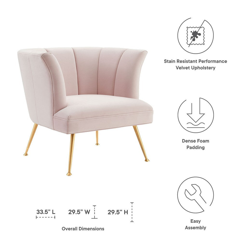 Modway Channel Tufted Performance Velvet Pink Armchair MDY-EEI-5023-PNK