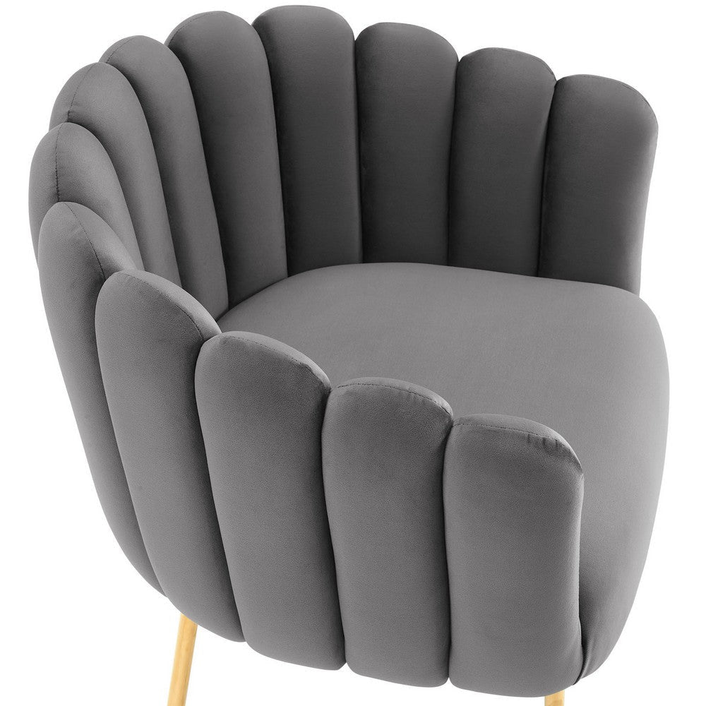 Sanna Channel Tufted Performance Velvet Armchair - No Shipping Charges MDY-EEI-5024-GRY