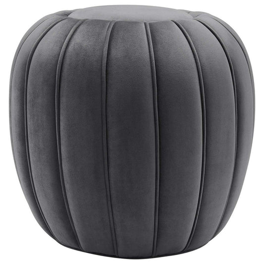 Modway Celebrate Channel Tufted Performance Velvet Living Room Lounge Ottoman in Gray