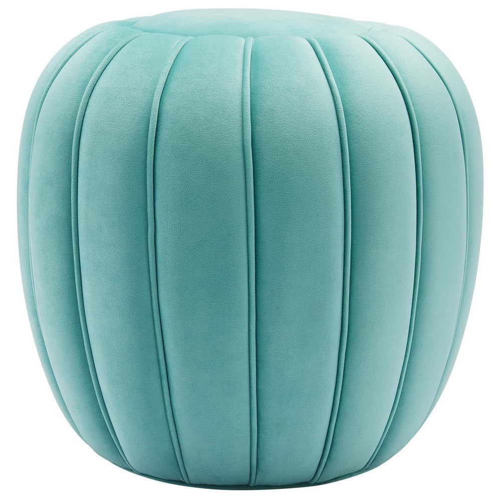 Modway Celebrate Channel Tufted Performance Velvet Living Room Lounge Ottoman in Mint