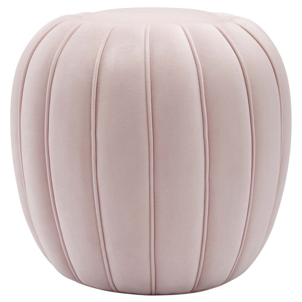 Modway Celebrate Channel Tufted Performance Velvet Living Room Lounge Ottoman in Pink