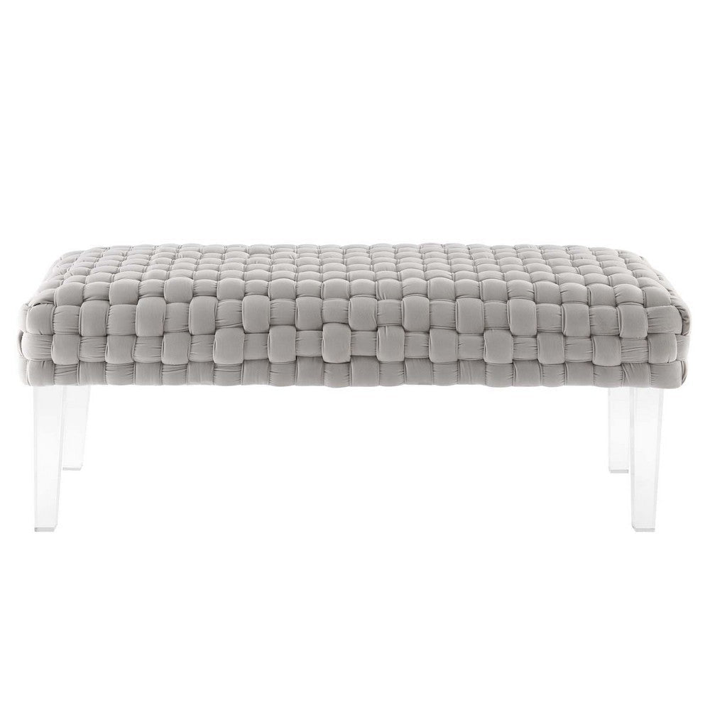 Prologue Woven Performance Velvet Ottoman - No Shipping Charges MDY-EEI-5037-DUS