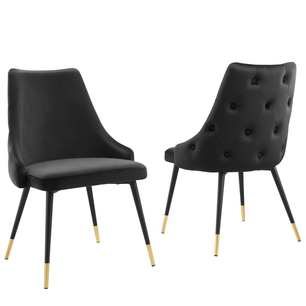 Modway Adorn Tufted Performance Velvet Accent, Dining Side Chair - Set of 2, Black