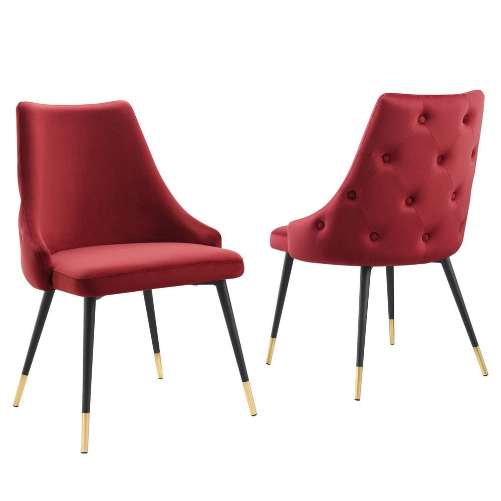 Modway Adorn Tufted Performance Velvet Accent, Dining Side Chair - Set of 2, Maroon