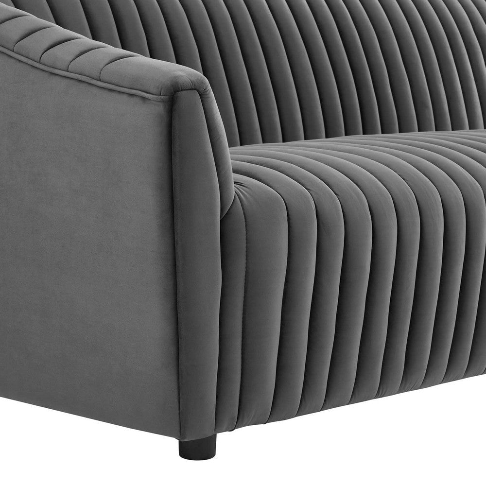 Modway Announce Performance Velvet Channel Tufted Sofa Navy MDY-EEI-5054-CHA