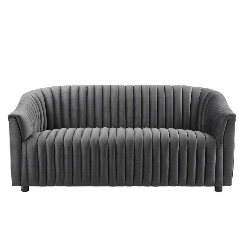 Modway Announce Performance Velvet Channel Tufted Sofa Navy MDY-EEI-5054-CHA