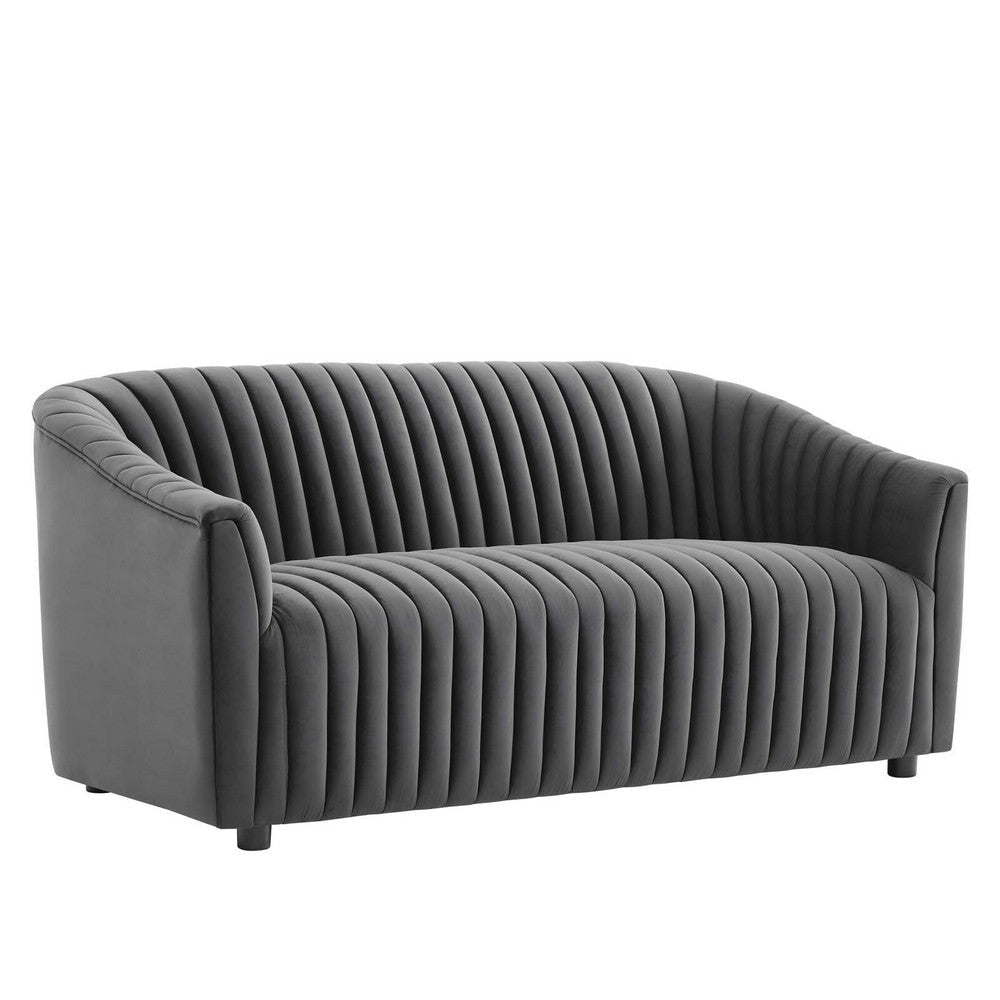 Modway Announce Performance Velvet Channel Tufted Sofa, Navy