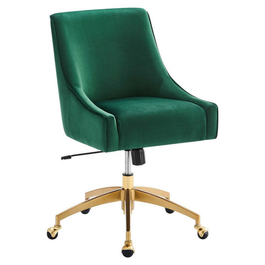 Modway Discern Performance Velvet Swivel Office Chair in Green