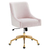 Modway Discern Performance Velvet Swivel Office Chair in Pink