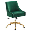 Modway Discern Performance Velvet Pleated Back Swivel Office Chair in Green