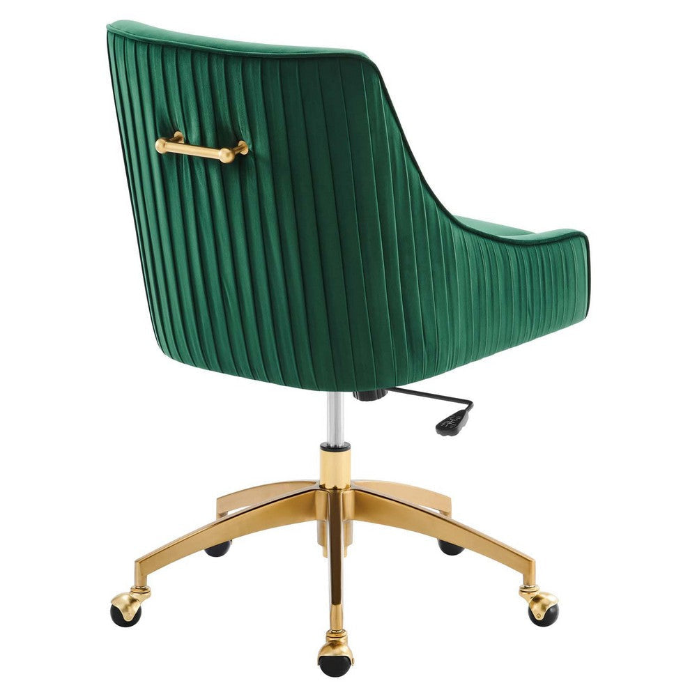 Modway Discern Performance Velvet Pleated Back Swivel Office Chair in Green MDY-EEI-5080-GRN