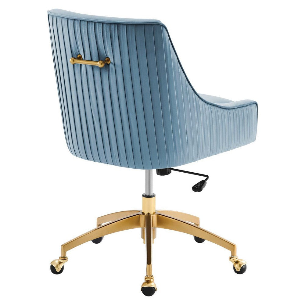 Modway Discern Performance Velvet Pleated Back Swivel Office Chair in Light Blue MDY-EEI-5080-LBU