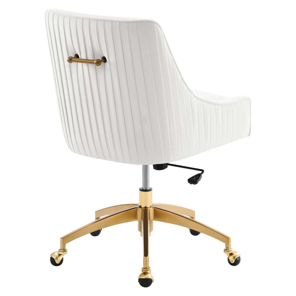 Modway Discern Performance Velvet Pleated Back Swivel Office Chair in White MDY-EEI-5080-WHI