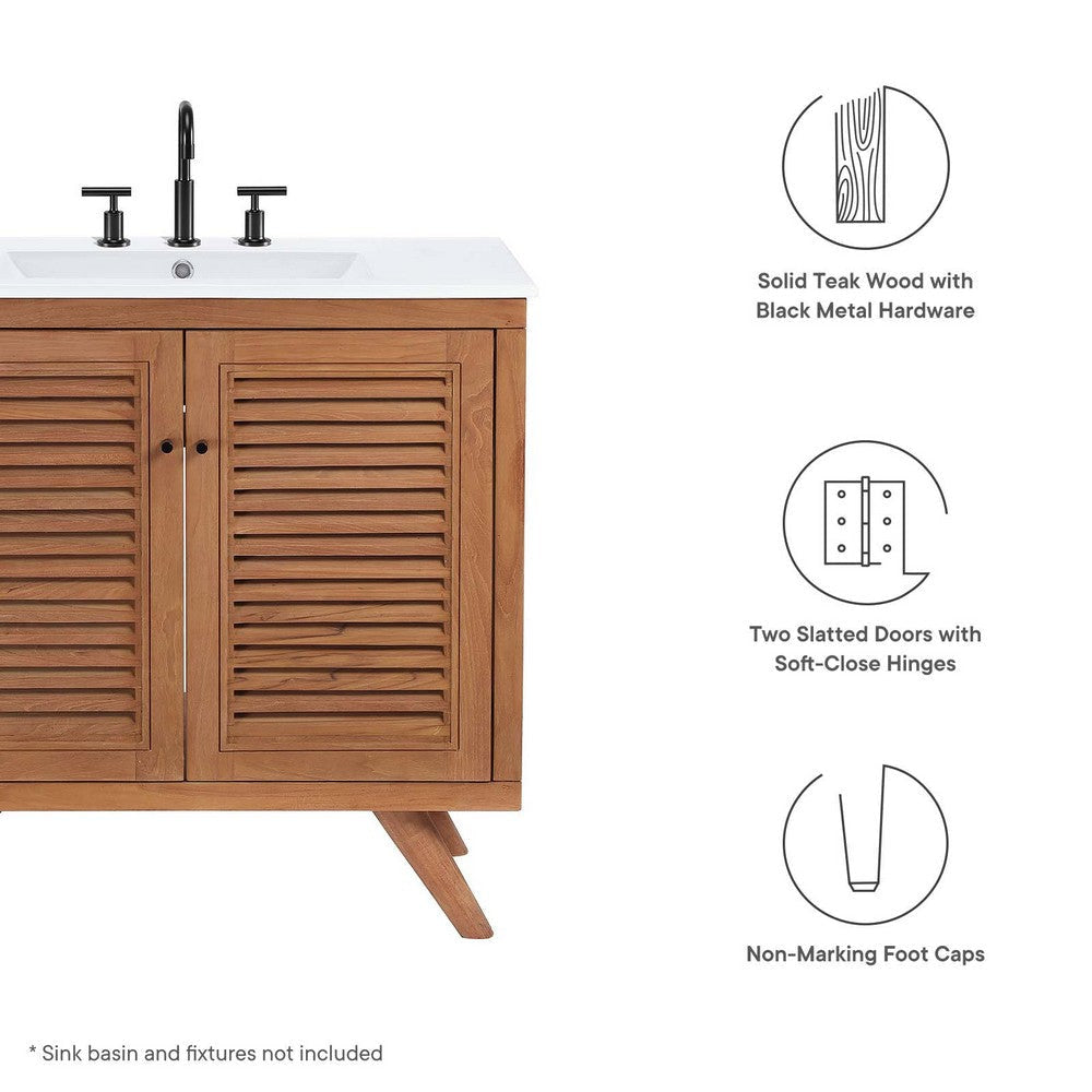 Modway EEI-5087-NAT Birdie 36’’ Teak Wood Bathroom Vanity Cabinet (Sink Basin Not Included) Natural MDY-EEI-5087-NAT