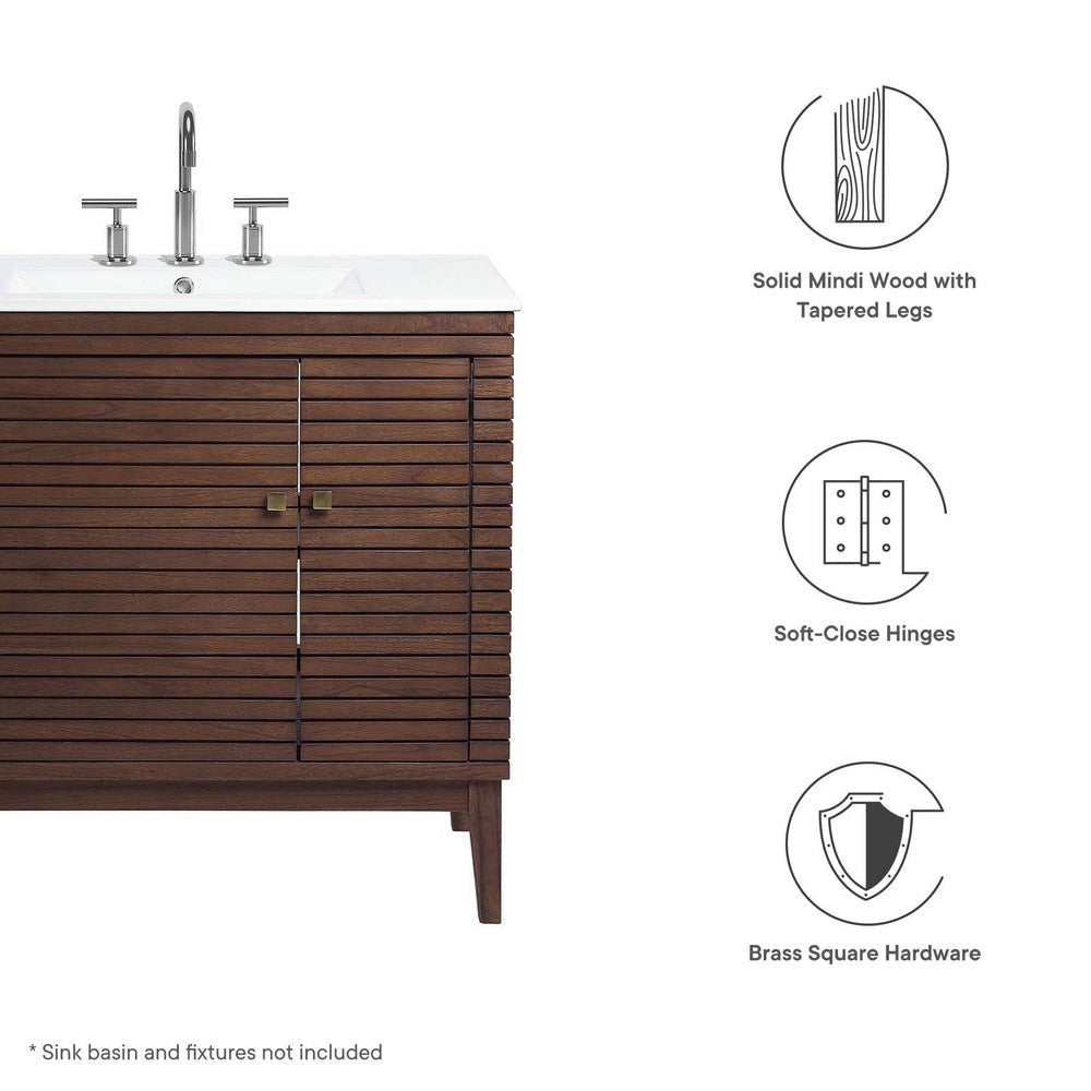 Modway EEI-5089-WAL Ledger 36’’ Wood Bathroom Vanity Cabinet (Sink Basin Not Included) Walnut MDY-EEI-5089-WAL