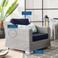 Modway Conway Outdoor Patio Wicker Rattan 2-Piece Armchair and Ottoman Set Light Gray Navy MDY-EEI-5090-NAV