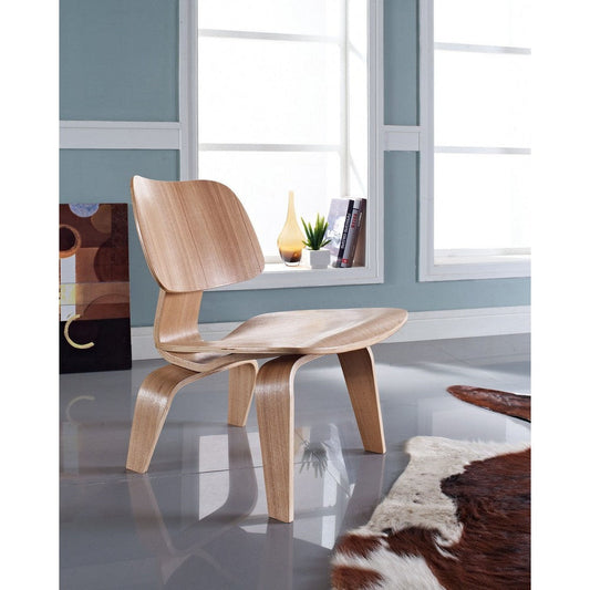 Modway EEI-510-NAT Fathom Mid-Century Modern Molded Plywood Lounge Accent Chair,Engineered Wood in Natural