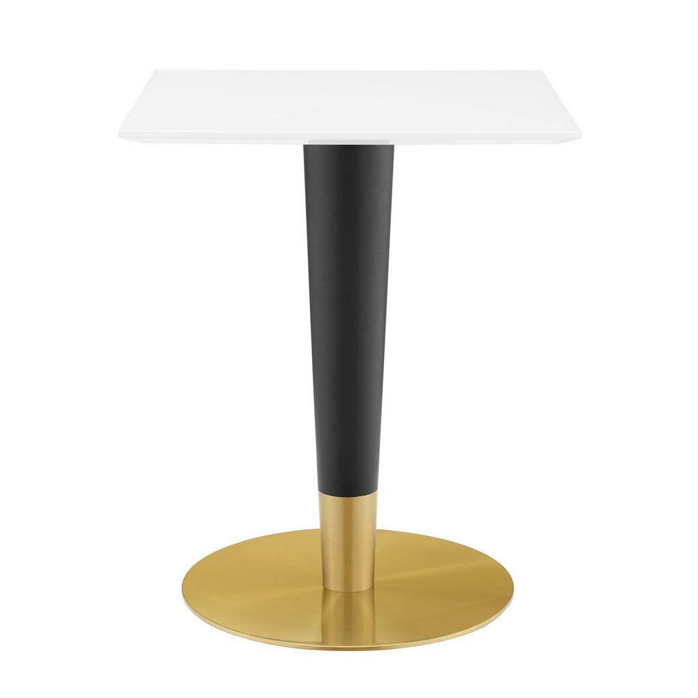 Modway Zinque Square Modern 24" Dining Table in Gold White, 24 Inch