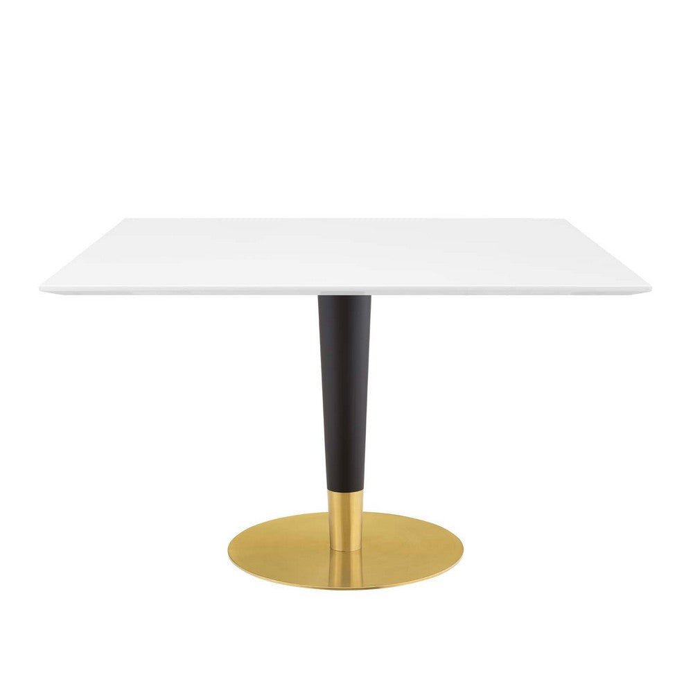 Modway Zinque Square Modern 47" Dining Table in Gold White