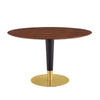 Modway Zinque Round Wood 47" Dining Table in Gold Walnut