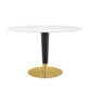 Modway Zinque Oval Modern 48" Dining Table in Gold White