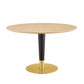 Modway Zinque Round Wood Grain 47" Dining Table in Gold Natural, 47 Inch