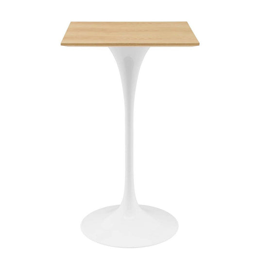 Modway Lippa Bar Table, 28 Inch, White Natural