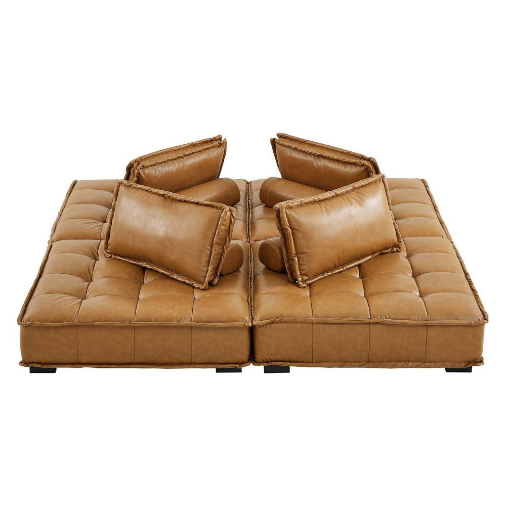 Saunter Tufted Vegan Leather Vegan Leather 4-Piece Sectional Sofa MDY-EEI-5209-TAN