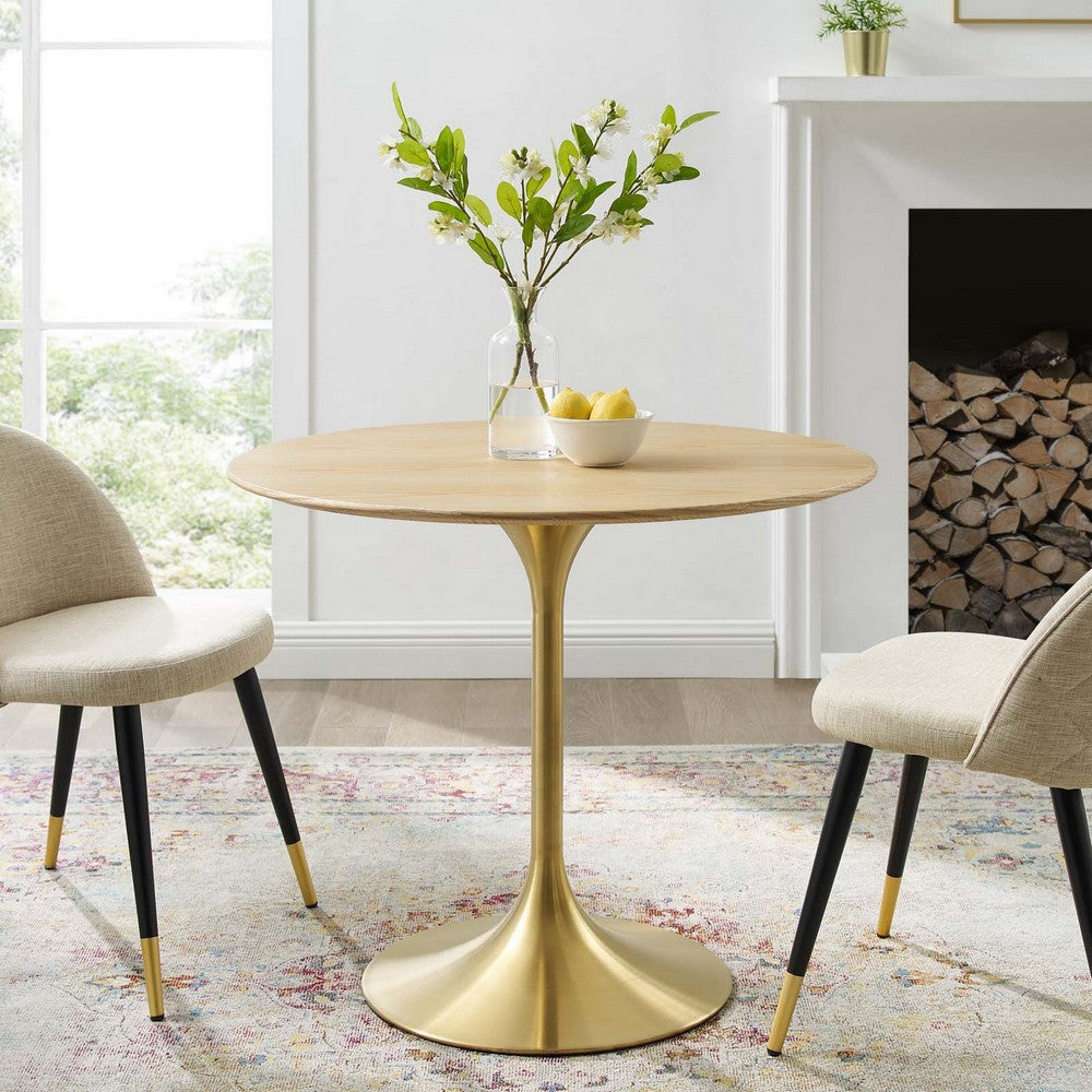 Modway Lippa Dining Table 36’’ Gold Natural MDY-EEI-5215-GLD-NAT