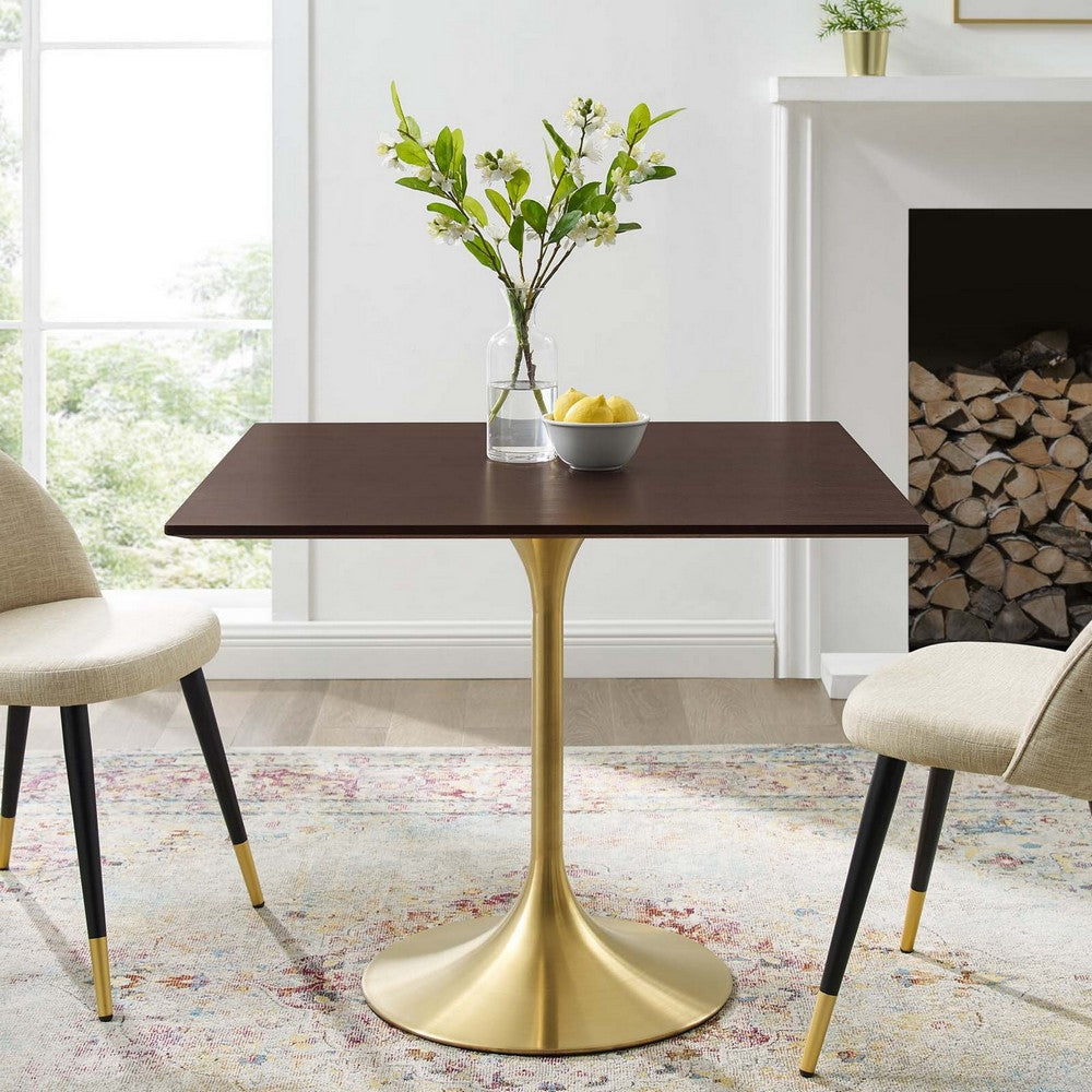 Modway Lippa Dining Table, 36", Gold Cherry Walnut