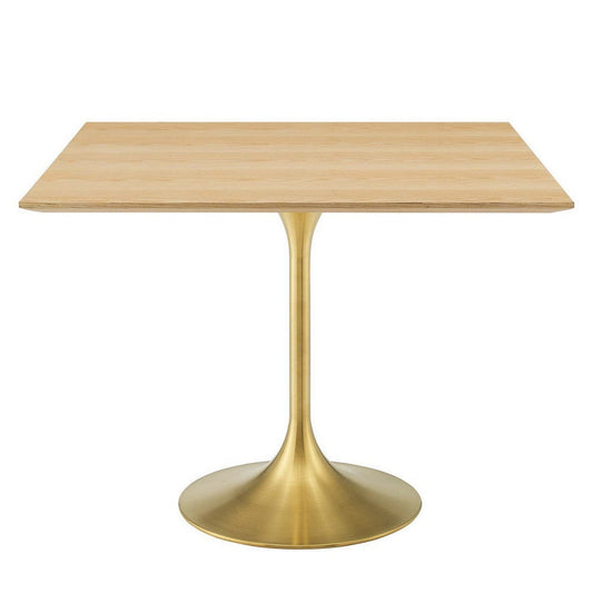 Modway Lippa Dining Table, 36", Gold Natural