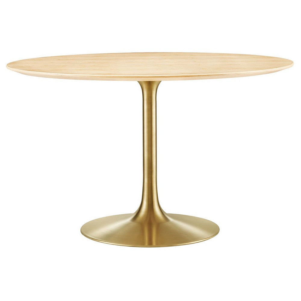 Modway Lippa Dining Table, 48", Gold Natural