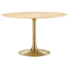 Modway Lippa Dining Table, 48", Gold Natural