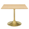 Modway Lippa Dining Table 40’’ Gold Natural MDY-EEI-5235-GLD-NAT