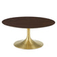 Modway Lippa Round Wood Grain 36" Coffee Table, 35.5 x 35.5 x 15.5, Gold Cherry Walnut