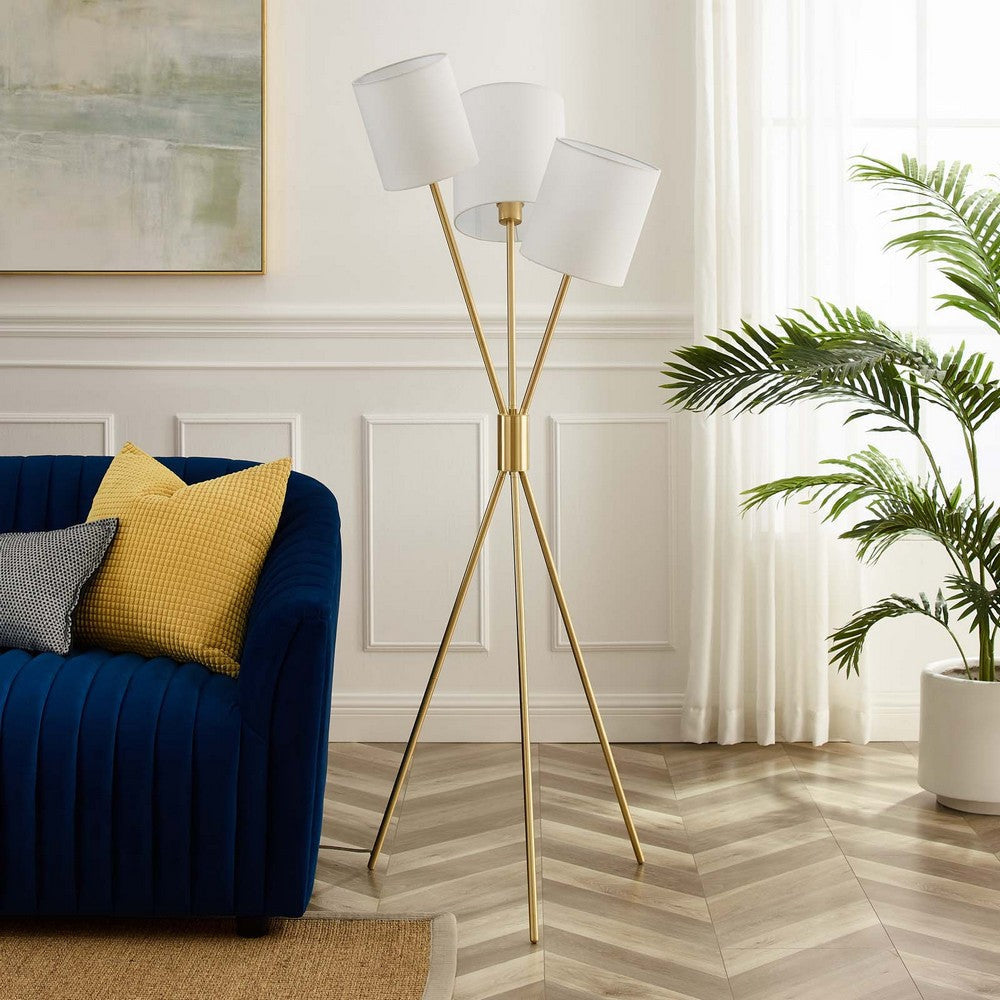 Alexa 3-Light Floor Lamp - No Shipping Charges MDY-EEI-5302-GLD