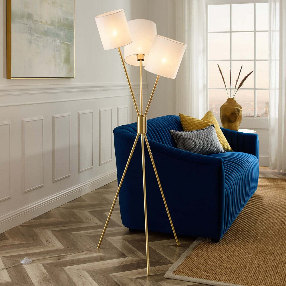 Alexa 3-Light Floor Lamp - No Shipping Charges MDY-EEI-5302-GLD