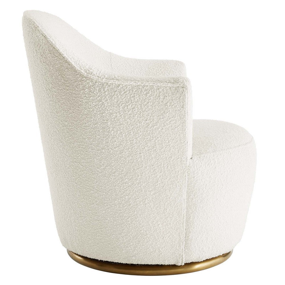 Nora Boucle Upholstered Swivel Chair - No Shipping Charges MDY-EEI-5311-WHI