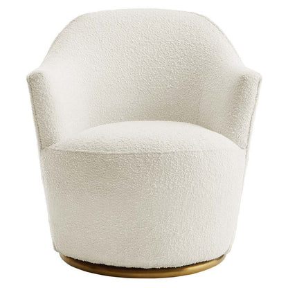 Nora Boucle Upholstered Swivel Chair - No Shipping Charges MDY-EEI-5311-WHI